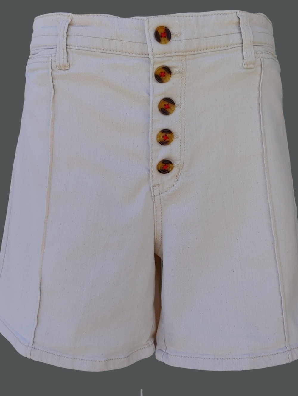 Pilcro by Anthropologie Slim Boyfriend Button-Fly Shorts Cream Women's 31